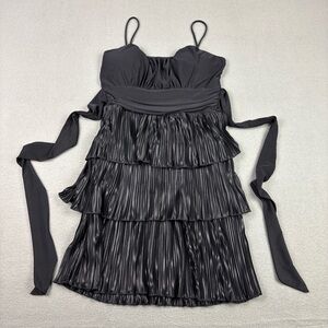 ✨Y2K Neon by Baku USA black tiered‎ mini dress✨